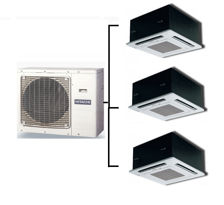 Klimatyzator multi HITACHI kasetonowy 2,5kW+2,5kW+3,5kW