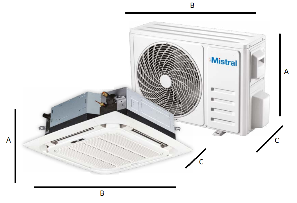 Klimatyzator kasetonowy Mistral 3,4 kW MIS-12CHRH/DV